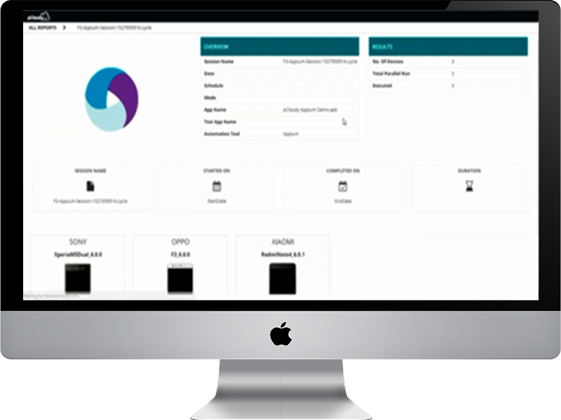 Appium Runs comprehensive test results screenshot