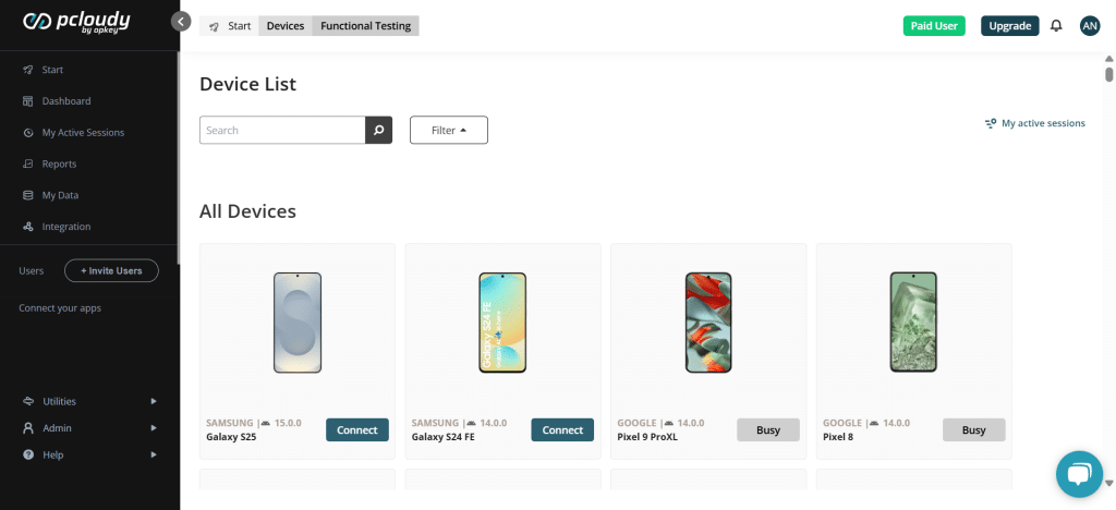 pcloudy device list